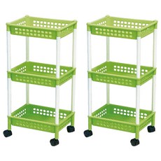 JUSKU 佳斯捷 滑輪多麗物品架 3層 2個 收納置物架, 綠色, B4
