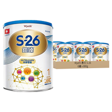 Wyeth 惠氏 S-26 鉑臻嬰兒配方奶粉 新升級 1號 0~12個月, 800g, 6罐