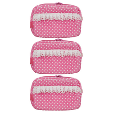 Skater 濕紙巾收納包 絨布 頭型, Hello Kitty 粉點, 3個