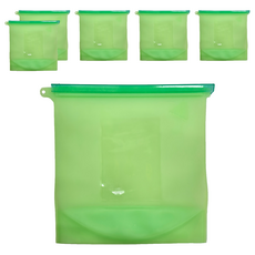 LifeHouse 矽膠密封保鮮袋 可微波 可重複使用, 35.5 x 30.2cm, 6個, 1入