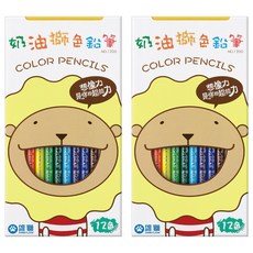 雄獅長支色筆12色 - 兒童繪畫、色彩鮮明、紙盒包裝, 2入