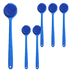 矽膠洗澡洗背刷,食品級矽膠安全材質,防滑手柄設計, 天藍色, 1支, 6支