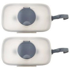 SKIP HOP 按壓式濕紙巾密封盒，灰色，擁有牢固、寬闊開口和防潮密封功能, 2個