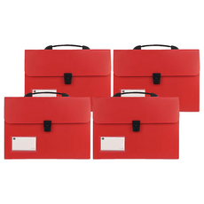 珠友文化 A4手提風琴夾 12層, 紅色, 4個