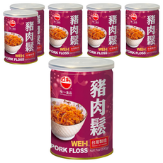 味一食品 台灣製造 豬肉鬆, 成分單純 無添加劑, 配粥不能少 200g, 6罐