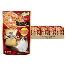 unicharm pet 銀湯匙 三星美食 美味極致肉凍貓餐包, 鮪魚 + 鰹魚 + 鮭魚, 35g, 16包