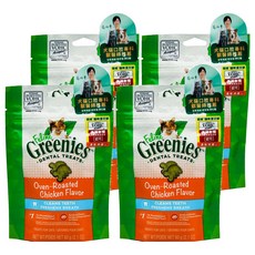 Greenies 健綠 貓咪潔牙餅, 2.1oz, 4個, 濃郁烤雞