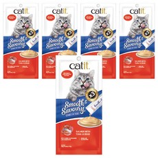 Catit 嘿卡堤 鮮溜肉泥, 鮭魚鮪魚佐螃蟹, 60g, 5袋