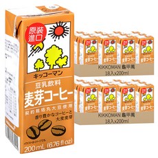KIKKOMAN 龜甲萬 豆乳飲料 麥芽咖啡風味 200ml, 36入