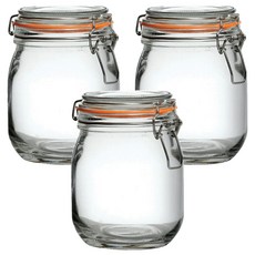 utopia 扣式玻璃密封罐 橘色 750ml 3個 單件-保鮮 廚房收納好幫手