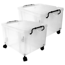 KEYWAY 聯府 耐久16型整理箱 附輪 CK-16 透明塑膠收納箱, 透明色, 2個