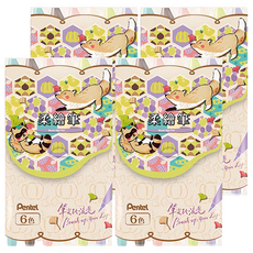 Pentel 飛龍文具 柔繪筆 套裝 粗細濃淡變化 文字書寫插圖描繪, 6色, 4盒