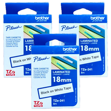 brother 兄弟牌 護貝帶, 白底黑字, 3個, 18 mm