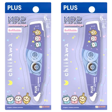 PLUS 普樂士 吉伊卡哇 MR2 智慧型滾輪修正帶，高顏值文具，精準塗改，表面平整覆蓋, 睡衣派對, 2盒