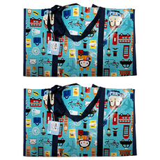 史古利 收納袋 大 直, 藍綠色, 2入