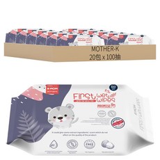 MOTHER-K 自然純淨嬰幼兒濕紙巾 基本款 20包/箱, 100抽