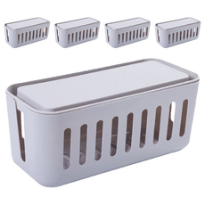 Joeki 電線收納盒 PP材質 通風簍空 散熱設計, 01.四面鑽空 灰色款, 5個