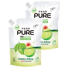 碧珍 Pure系列 蔬果碗盤洗潔精 含椰子和蔗糖成分 強力清潔 無著色, 1L, 2包