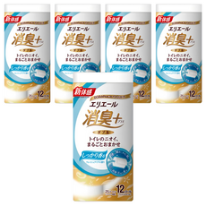 elleair 艾黎艾爾 抑臭+天然淨味捲筒衛生紙，添加天然由來雙重消臭成份，強力消除阿摩尼亞臭，100% 純紙漿, 12捲, 5袋