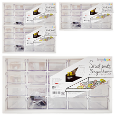 livinbox A9-520零件箱 附20片隔板 可壁掛, 白色, 4個