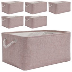 可折疊棉麻衣服收納箱, 6個, 粉色