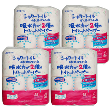 elleair 艾黎艾爾 大王製紙 超吸水滾筒衛生紙 花香 2倍吸水力 100%原生紙漿 四季花柄印花, 25m, 4捲, 4袋