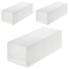 MUJI 無印良品 PP盒 淺型 窄 附隔板 正反疊, 3個, 透明
