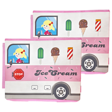 玩具收納箱, 40 x 25 x 30cm, 粉紅色 冰淇淋車, 2個