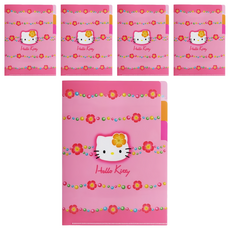 sun-star Hello Kitty 50週年L型A5三夾層資料夾 155 x 1 x 220mm, 花系風格, 5個