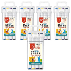 SIMBALION 雄獅 CM102 雙頭彩繪馬克筆, 12色, 5盒