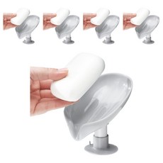 蕉蕉購物 樹葉造型免打孔瀝水肥皂架 灰色 5個