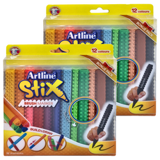 Shachihata 寫吉達 Artline STIX 積木色筆套裝, 12色 Bonus Pack, 刷毛筆, 2盒