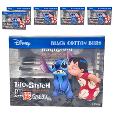 SANYO 山洋 迪士尼 Stitch 黑炭棉棒 80支, 6盒