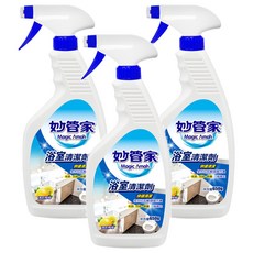 妙管家 檸檬浴室清潔劑, 操作簡單，一噴瓦解髒污，清香舒適不刺鼻，650g, 3瓶