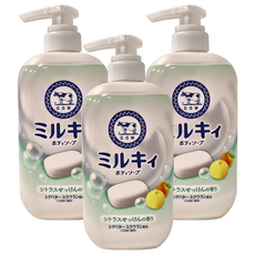 COW STYLE 牛乳石鹼 牛乳精華沐浴乳 柑橘皂香 500ml, 3瓶