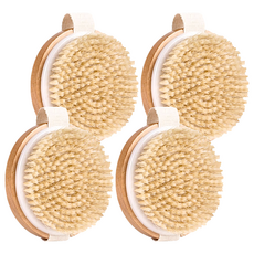 AHOYE 天然豬鬃毛掌上沐浴刷 木頭色, 4個, 1入