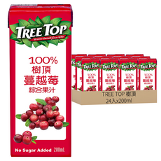 TREE TOP 樹頂 100%蔓越莓綜合果汁 200ml x 24入