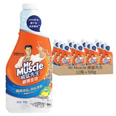 威猛先生 廚房清潔劑 清爽檸檬 補充瓶, 100%除油 淨味清新, 適用於廚房中各種表面, 500g, 12瓶