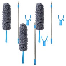 FIFIOO 伸縮除塵清潔刷 長柄可伸縮74-125cm 細纖維材質, 灰色, 3組