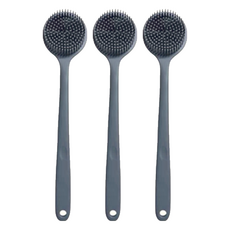 矽膠洗澡洗背刷 38x8x3.5cm, 沈穩灰, 3支