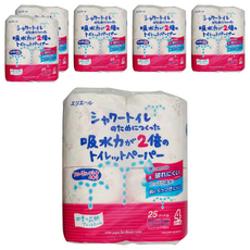 elleair 艾黎艾爾 大王製紙 超吸水滾筒衛生紙 花香 2倍吸水力 100%原生紙漿 四季花柄印花, 25m, 4捲, 6袋