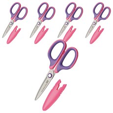 0919C 滑利剪‧省力兒童剪刀135mm 紫粉 /支, 5入