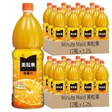 Minute Maid 美粒果 柳橙汁 添加天然果肉 含200天日照的陽光果粒 使用進口柳橙整顆壓榨, 1.25L, 24瓶