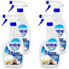 妙管家 檸檬浴室清潔劑, 操作簡單，一噴瓦解髒污，清香舒適不刺鼻，650g, 4瓶