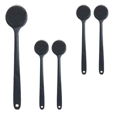 矽膠洗澡洗背刷, 38x8x3.5cm, 約130g, 經典黑, 1支, 5支