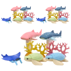Iwako 造型橡皮擦 水族館 Set，包裝尺寸長15x寬9.3cm，日本產, 3組