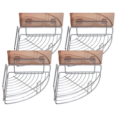 扇型無痕不鏽鋼置物架, 22x22x4.5cm, 高級不鏽鋼材質, 含無痕貼片, KG005-69, 4個