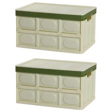 小麥購物 可折疊家居雜物收納箱 L2375 56L, 2個, 抹茶綠