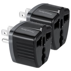 PowerSync 包爾星克 萬國轉換台灣3P插頭 TYAD0, 4.3cm, 黑色, 2個