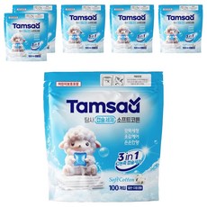 Tamsaa 洗衣膠囊, 3合1, 強力清潔, 溫感呵護, 100顆, 6袋